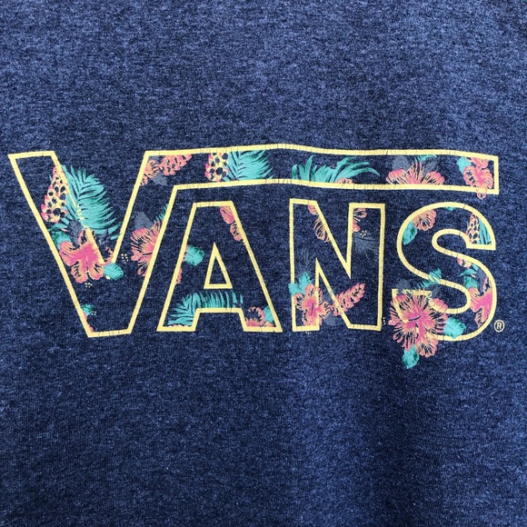 Vans Charcoal Hawaiian Floral Patterned Logo Tee M - Picture 3 of 9